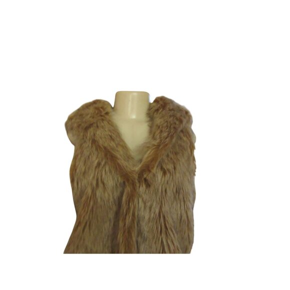 Kenar Womens Brown/Tan Hooded Faux Fur Vest Size L - Picture 3 of 7